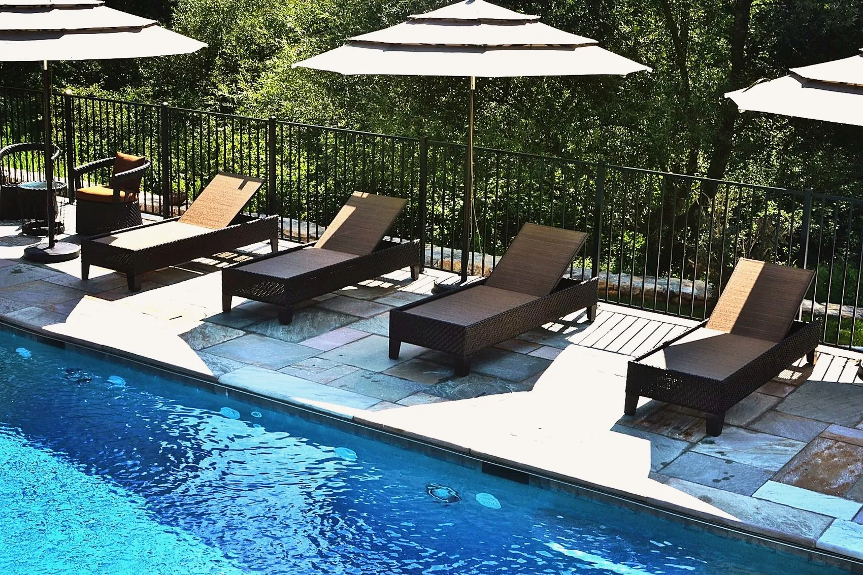 Lap pool and terrace kept through the season