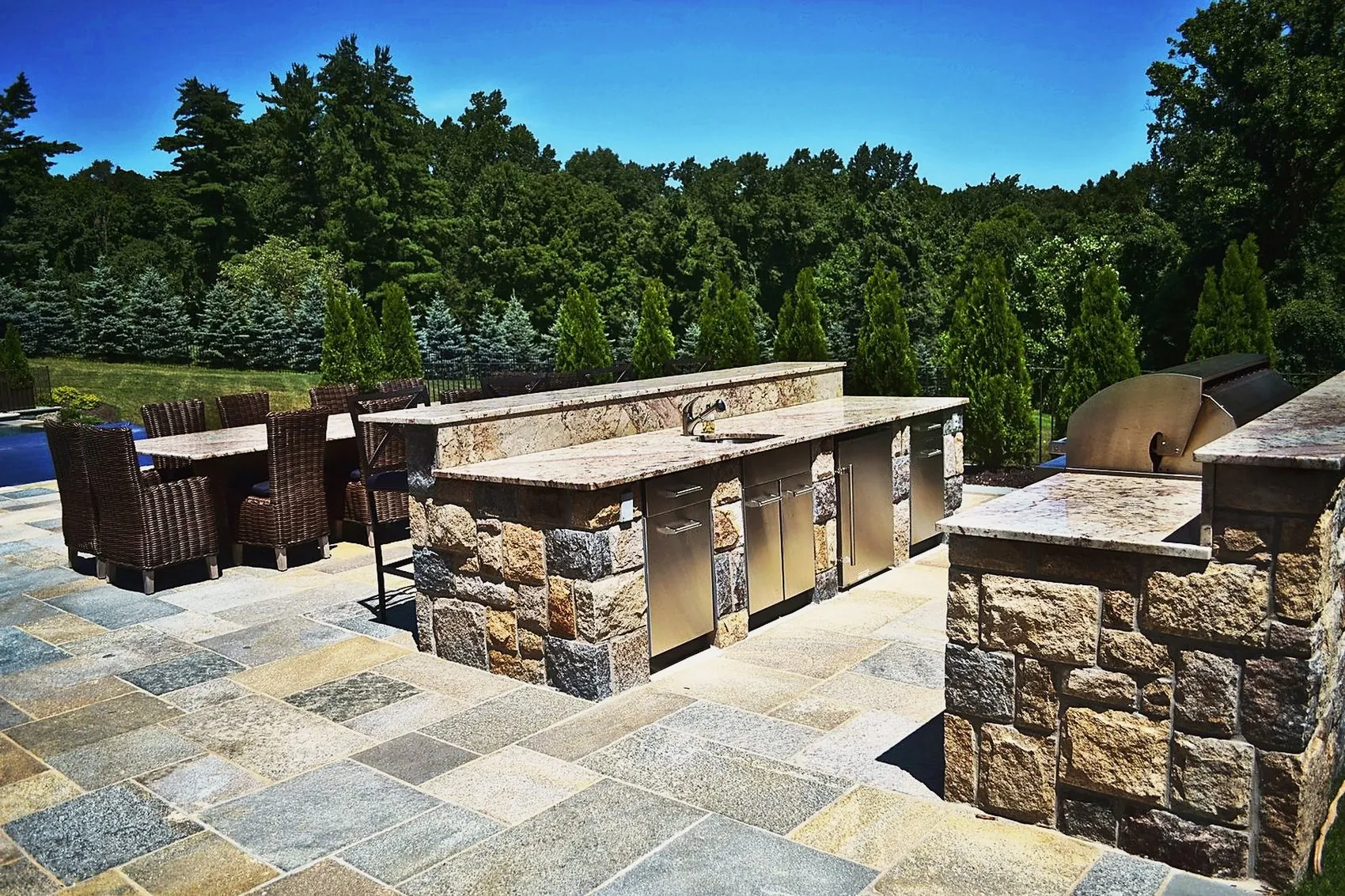 Stone grill run with bar seating