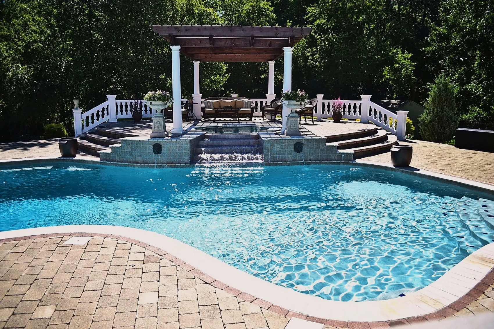 Pool interior finish and spa overflow