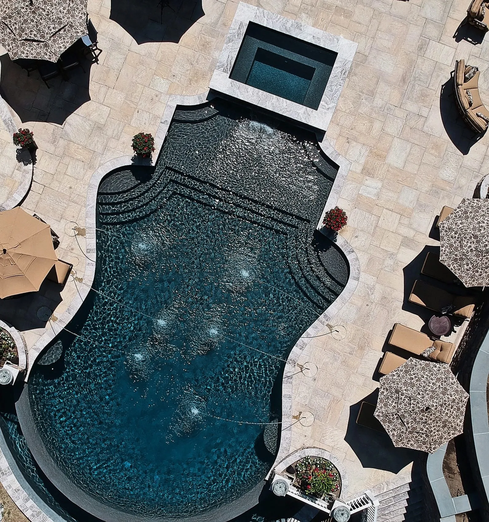 Dark-water freeform pool
