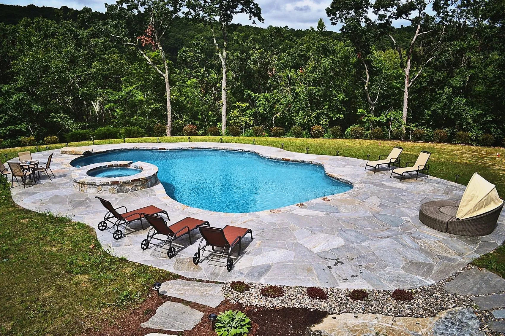 Covered poolside seating